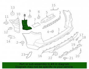 Rear bumper mount, right inner, BMW X5 G05 19-25 with m model, bumper cover & components