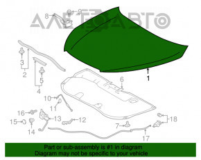 Hood bare Toyota Highlander 14-19 dent