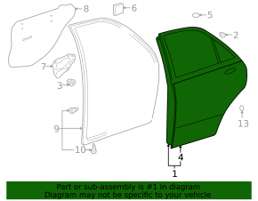 The door is bare rear right Lexus IS200 IS300 99-05 silver dent bump