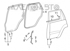 Molding door-glass central rear right Lexus GX470 03-09