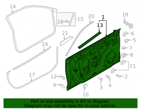Front left door assembly for Audi A5 F5 17-24 5D keyless, graphite LX7L, bumpers
