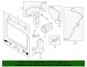 Air conditioner radiator bracket lower right Infiniti Q50 18-24 3.0T, 3.5