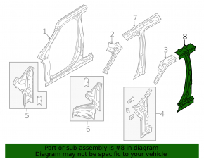 Body pillar central right Ford Explorer 11-19