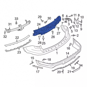 Rear Bumper Absorber Ford Explorer 18-19