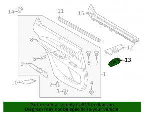 Mazda CX-9 16-23 rear right window lift control with trim