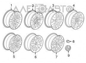 Wheel disk R17 Cadillac CTS 14-type 1, gray, curb, varnish peeled
