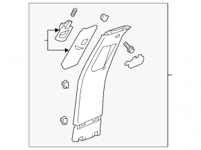 Center pillar trim upper belt right Chevrolet Malibu 13-15 black