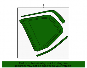 Rear left fixed glass window for VW Atlas 18-25, green tint, 1 chrome