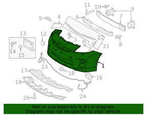 Bare front bumper Toyota Prius 30 10-15 for LED