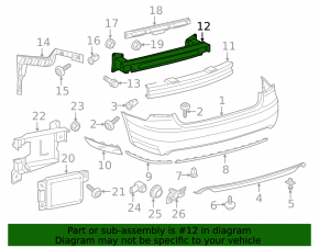 Rear bumper reinforcement VW Passat b7 12-15 USA rust