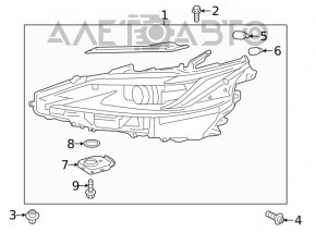 Front right headlight complete Lexus ES250 ES300h ES350 22- LED