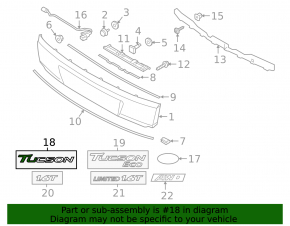 Emblem inscription Tucson tailgate Hyundai Tucson 16-18 prerest