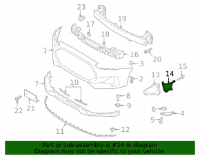Right front bumper air duct for Hyundai Veloster 19-22