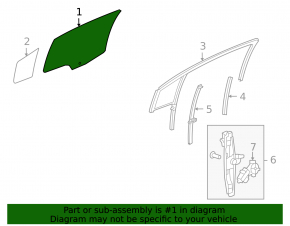 Glass of the rear left door Chevrolet Cruze 11-15