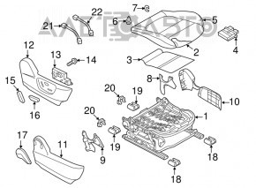 Passenger seat Mazda 6 13-15 without airbag, mechanical, cloth black