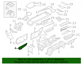 Volvo XC90 16-26 black side lower rear right center console trim