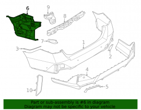 Rear bumper mount, left outer, BMW 5 G60 24-25 with m sport pack, cover and components, without m sport trim, bumper support