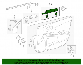 Front right door trim armrest for Toyota Camry v50 12-14 USA, black leather