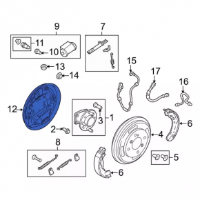 Rear left brake drum cover Ford Fiesta 11-19