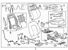 Passenger seat Buick Encore 13-16 without airbag, cloth black