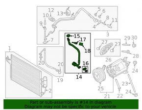 Air conditioning hose, compressor, heater, Ford Escape MK3 13-16 2.0T, type 1