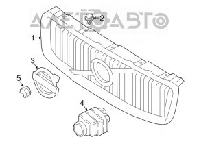 Radiator grill without badge Volvo XC90 16-19 black, chrome frame, under camera
