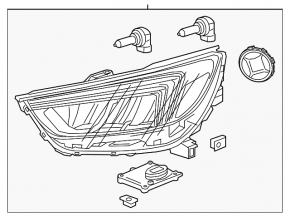 Headlight front right bare Buick Encore 17-19 halogen
