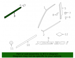 Glass seal inner door front left BMW X3 G01 18-21