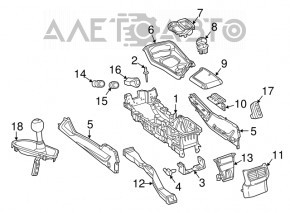 Console center armrest and cup holders Dodge Challenger 15-19 rest black