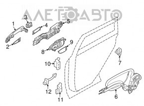 Front right door handle mechanism Nissan Leaf 11-12
