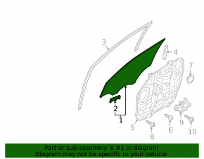 Front left door glass Hyundai Tucson 16-21