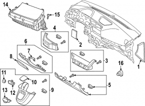 Front panel trim, central upper Hyundai Ioniq 5 22-24, black, without stitching