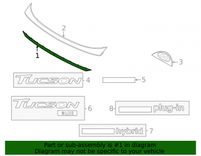 Lower trunk door molding for Hyundai Tucson 2022-2025