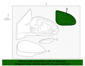 Right mirror element for Toyota Corolla 14-19