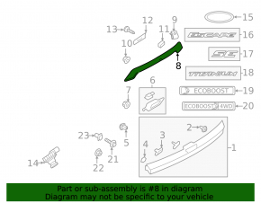 Upper trunk door molding without emblem Ford Escape MK3 17-19 rest, under camera