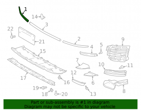 Right front bumper molding for Land Rover Range Rover 18-21 restyling, chrome