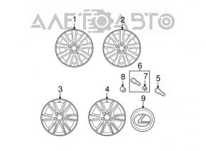 4 wheel rims R16 x 6.5J 5*114.3 Lexus ES300 ES330