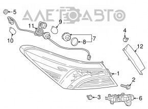The rear bumper mount, bumper-light, right, Toyota Camry v70 18-24, is broken.