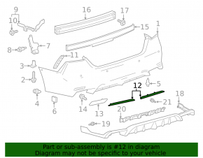 Lower molding for the rear bumper, right, Toyota Camry v70 18-24 SE/SXE