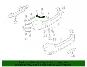 Rear bumper mount left under the light Subaru Impreza WRX GH 08-14 5d