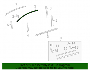 Upper front left door molding for Lexus Hs250h 10-12