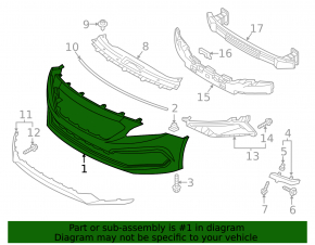 Front bumper bare Hyundai Sonata 15-17 sport