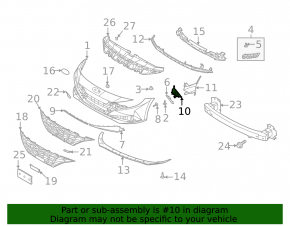 Left front bumper grille for Hyundai Elantra 21-23 SE, SEL