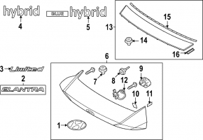 Upper trunk lid trim Hyundai Elantra 21-26 rear, N Line