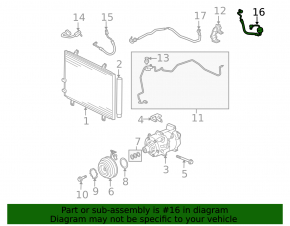 Lexus ES350 07-12 air conditioning compressor-heater hose with reservoir