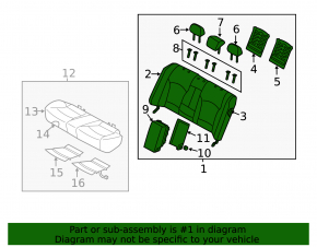 Rear row of seats 2 row Hyundai Sonata 11-11 combination black