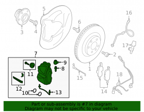 Front right brake caliper for Audi TTS 19-23, 338/30mm, 4-piston
