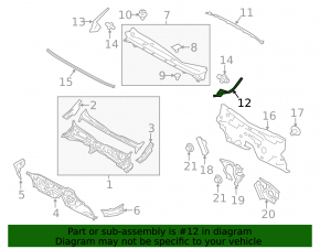 Windscreen wiper seal right Subaru XV Crosstrek 13-17