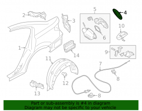 Fuel filler flap assembly with housing Subaru Legacy 15-19 broken latch