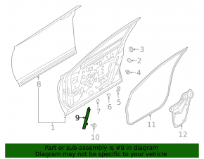 Front right door glass guide Infiniti QX50 19-20